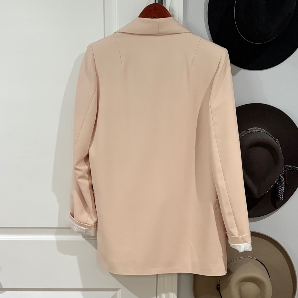 Shorts Blazer Set Blush Pink Double-Breasted Blazer Size M - Picture 3 of 7